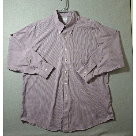 Brooks Brothers Dress Shirt Men 18 34 Regent Purple Cotton Spandex Blend Stretch - Picture 1 of 6